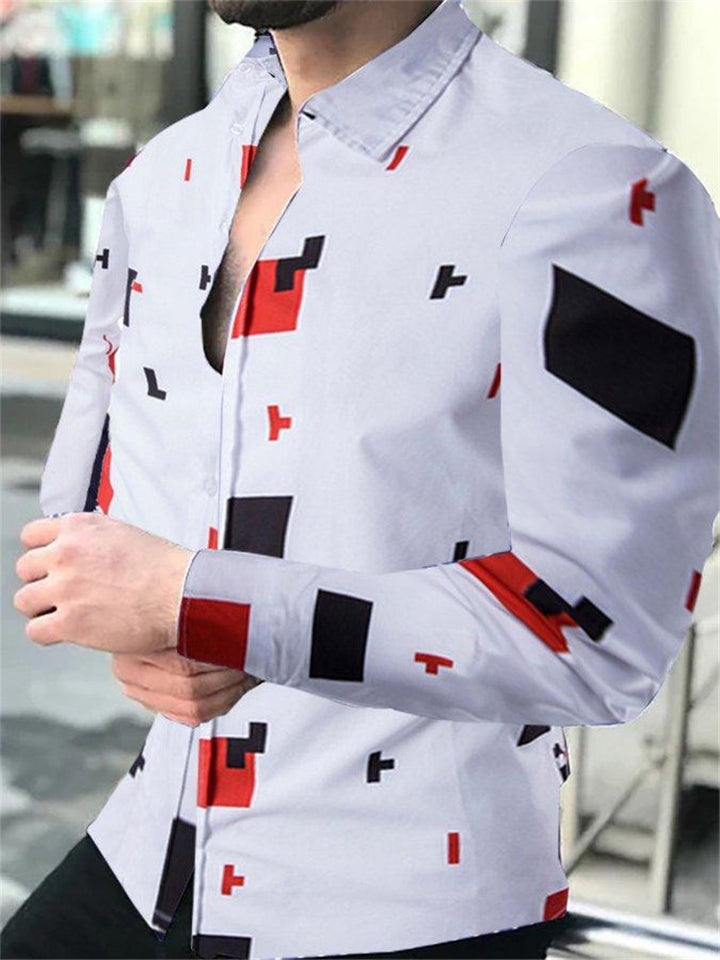 Herren Hemd mit modernem geometrischem Muster Aliams