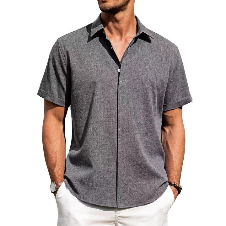 Herren Kurzarm-Hemd mit strukturiertem Design und modernem Kragen Aliams