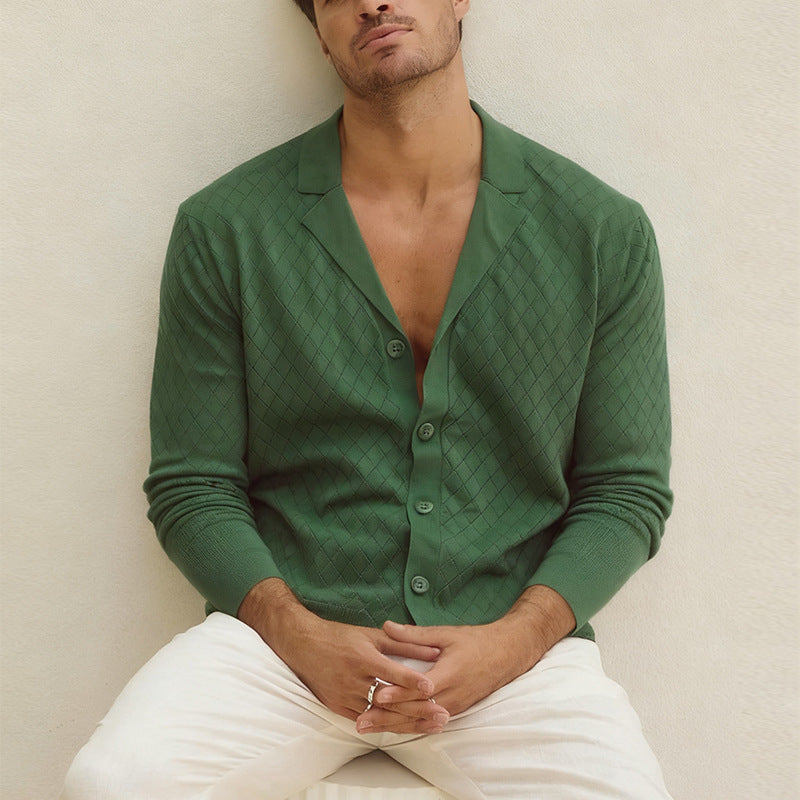 Herren elegante Strickjacke mit hochwertigem Muster Aliams