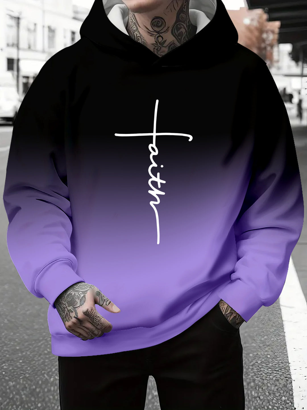 Herren Kapuzenpullover mit subtiler Farbverlauf-Optik und inspirierendem Schriftzug Aliams