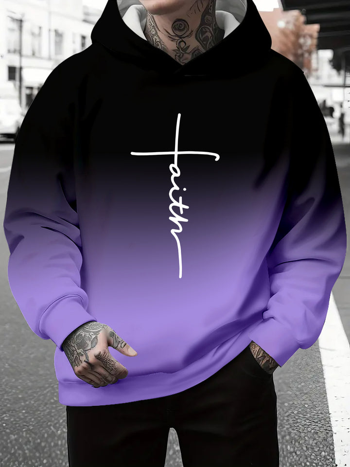 Herren Kapuzenpullover mit subtiler Farbverlauf-Optik und inspirierendem Schriftzug Aliams