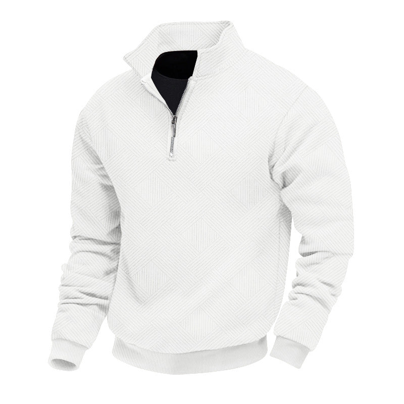 Herren sportlicher Fleece-Pullover mit modernem Stehkragen und stylischem Reißverschluss Aliams