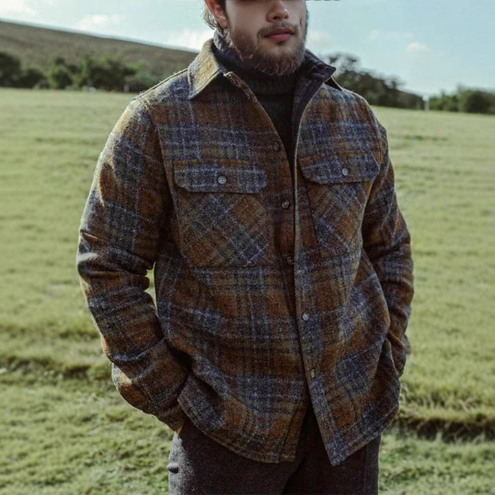 Herren Gemusterte Flanelljacke mit praktischen Taschen Aliams