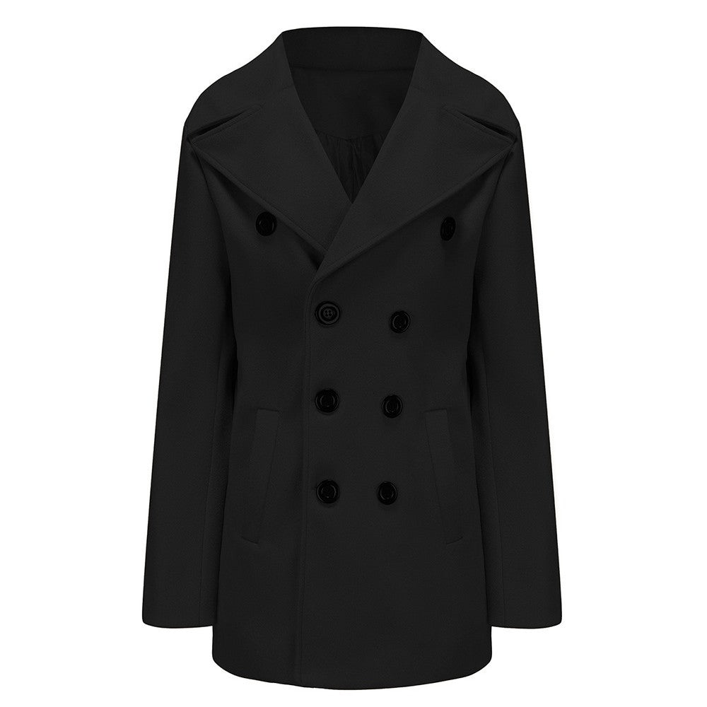 Herren klassischer Doppelreiher-Mantel mit hohem Kragen und edlem Stoff Aliams