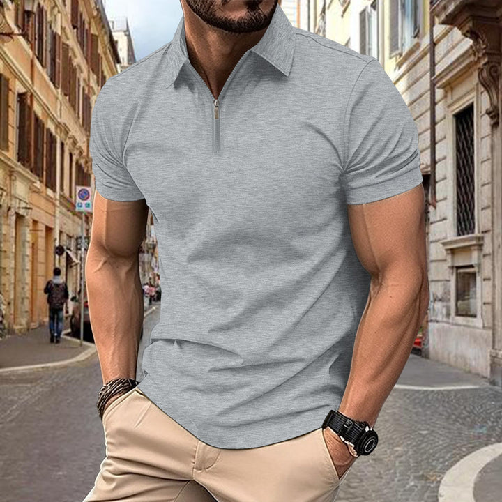 Herren Poloshirt mit kurzem Reißverschluss und modernem Stehkragen Aliams