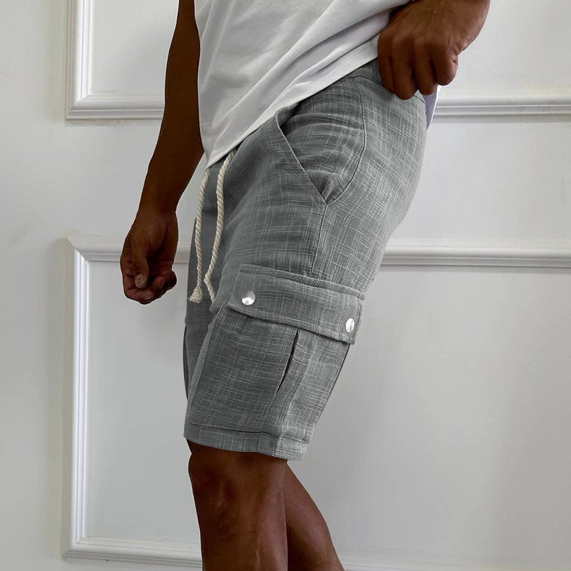Herren Cargo-Shorts aus atmungsaktivem Leinen-Mix mit praktischen Seitentaschen Aliams