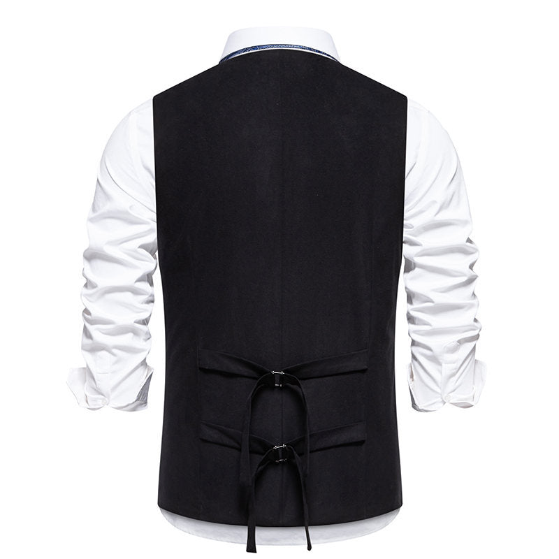 Herren elegante Weste mit doppelter Knopfleiste und praktischen Taschen Aliams