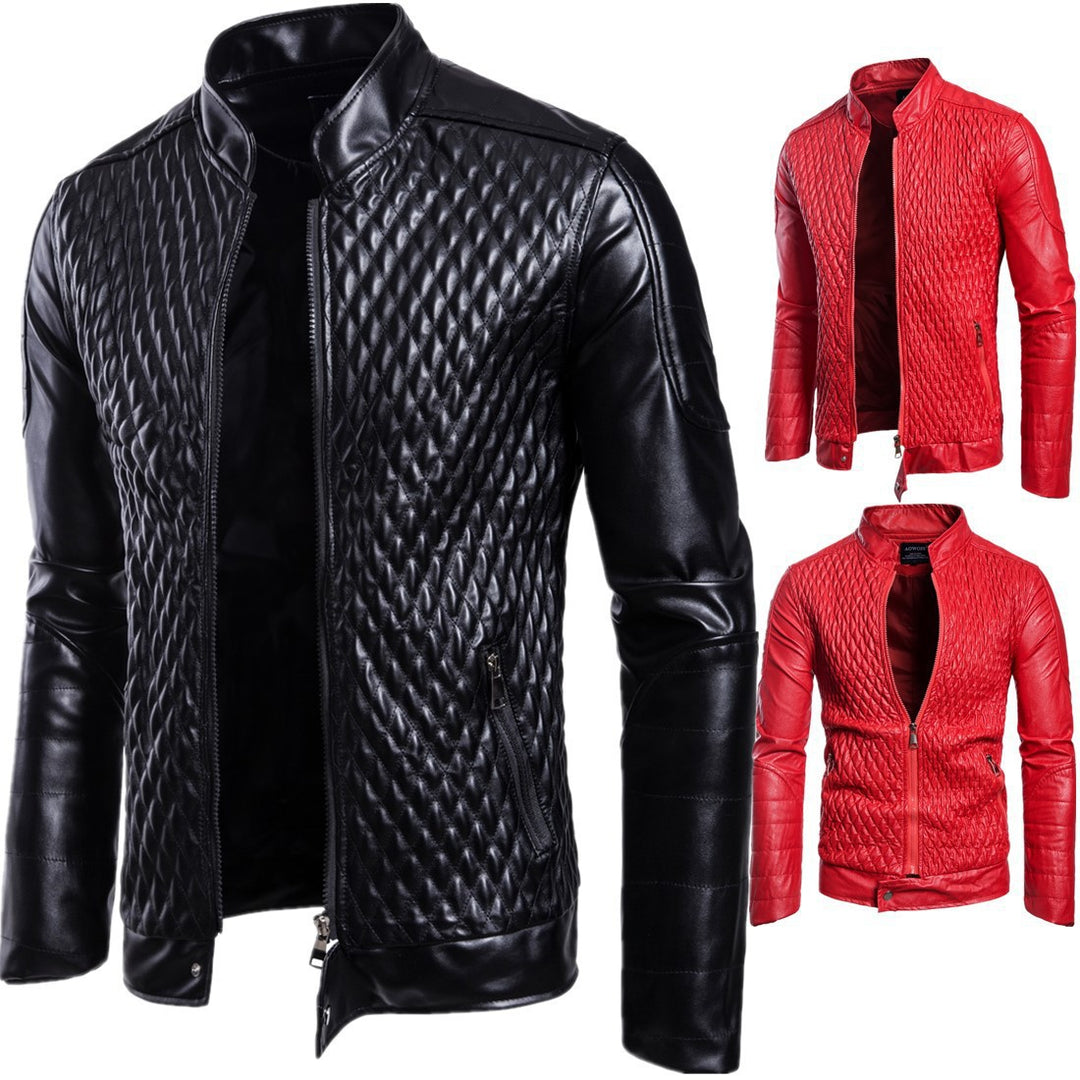 Herren elegante Kunstlederjacke mit strukturiertem Obermaterial Aliams