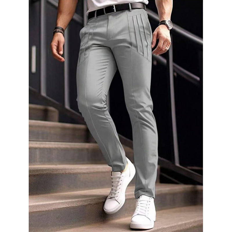 Herren stylische Slim-Fit Anzughose mit plissiertem Design Aliams