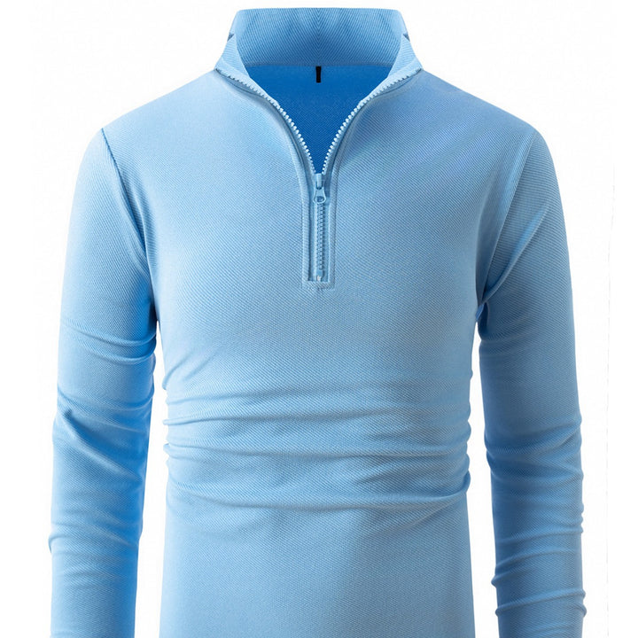 Herren sportliches Langarm-Zip-Hemd Aliams