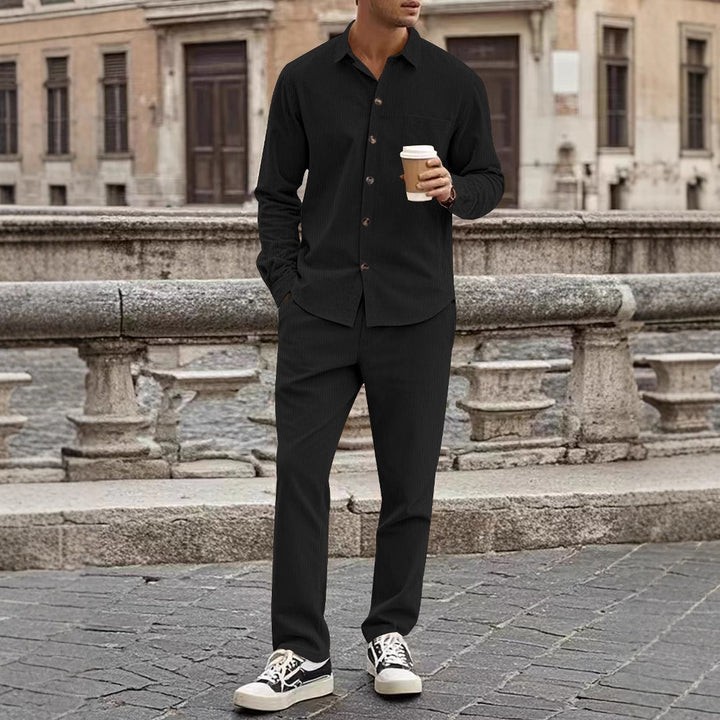 Herren elegantes Freizeitanzug mit stilvollem Hemd und bequemer Hose Aliams