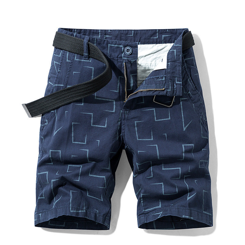 Herren Cargoshorts mit modischem geometrischem Muster und elastischem Bund Aliams