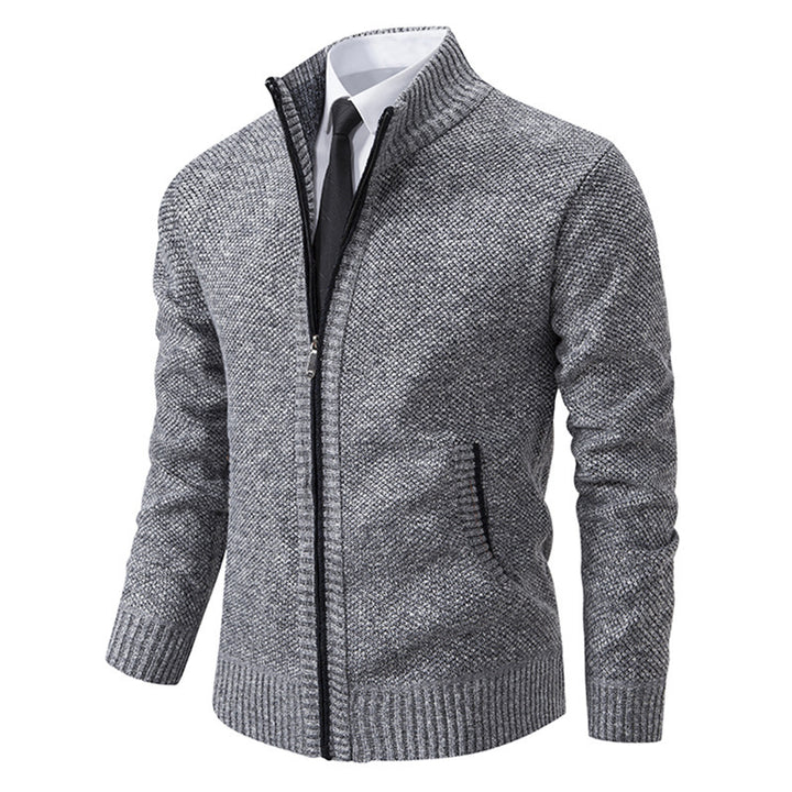 Herren elegante Strickjacke mit durchgehendem Reißverschluss und strukturiertem Design Aliams