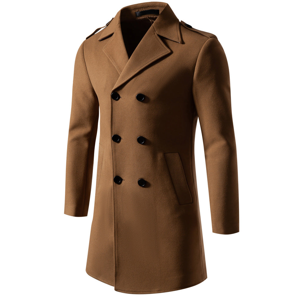 Herren klassischer Trenchcoat mit doppelter Knopfreihe und stylischen Details Aliams