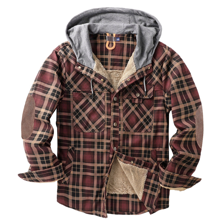 Herren Flanelljacke mit Kapuze und weichem Futter Aliams