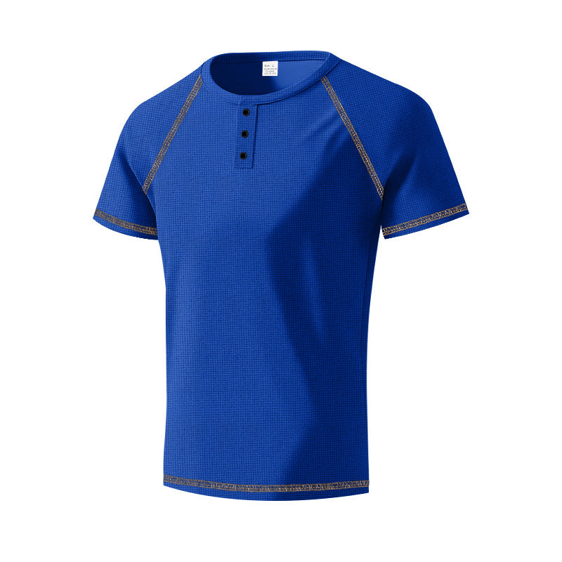 Herren sportliches T-Shirt mit modischem Knopfleisten-Design Aliams