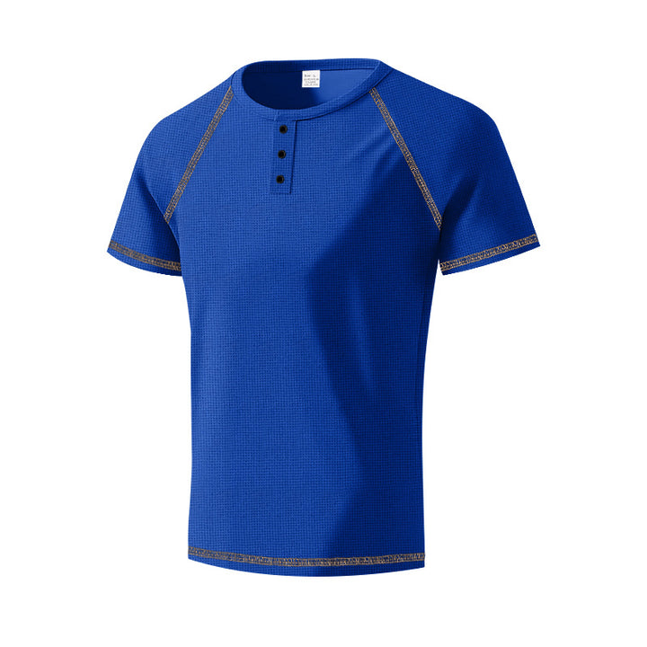 Herren sportliches T-Shirt mit modischem Knopfleisten-Design Aliams