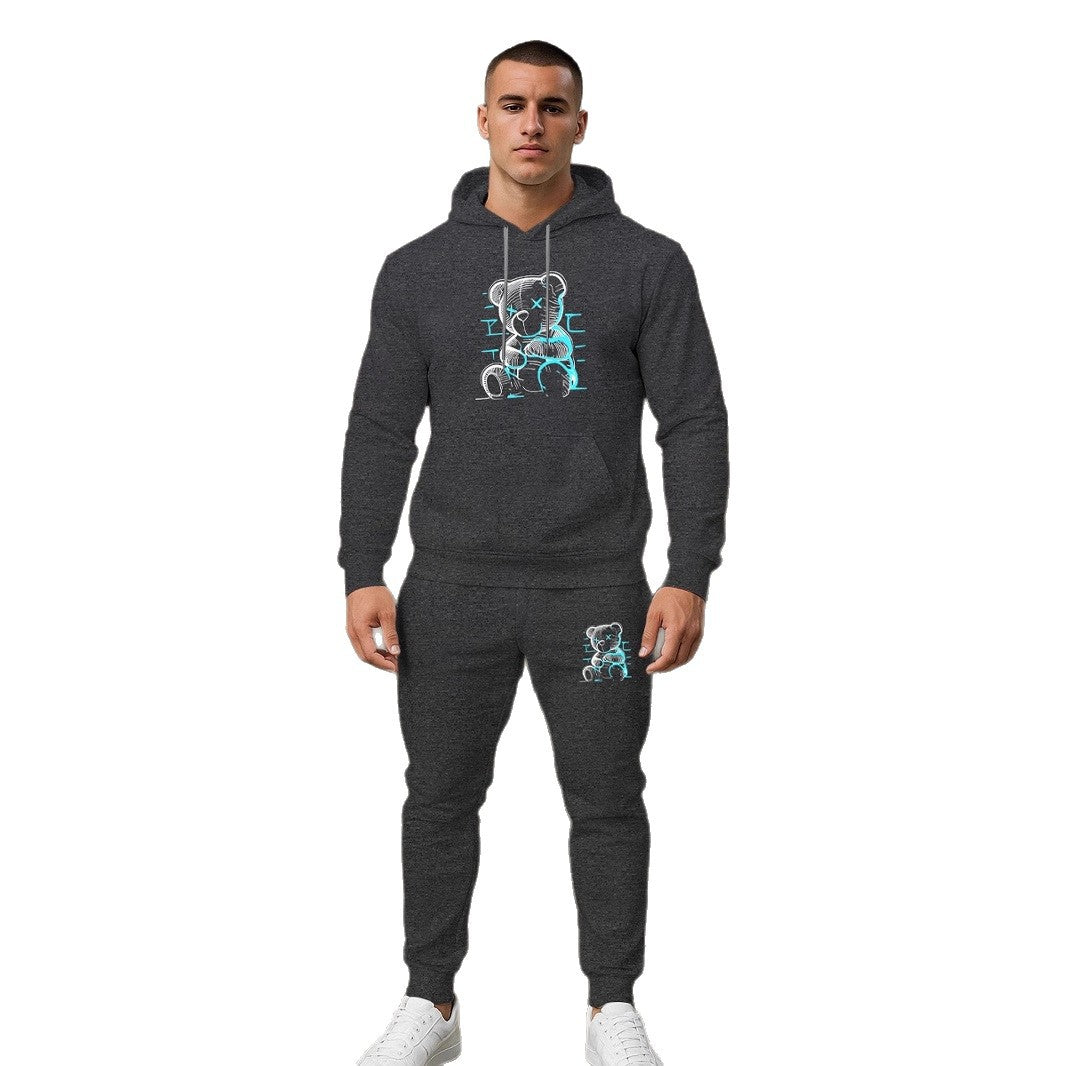 Herren bequemer Hoodie und Jogginghose Set mit einzigartigem Grafikdruck Aliams
