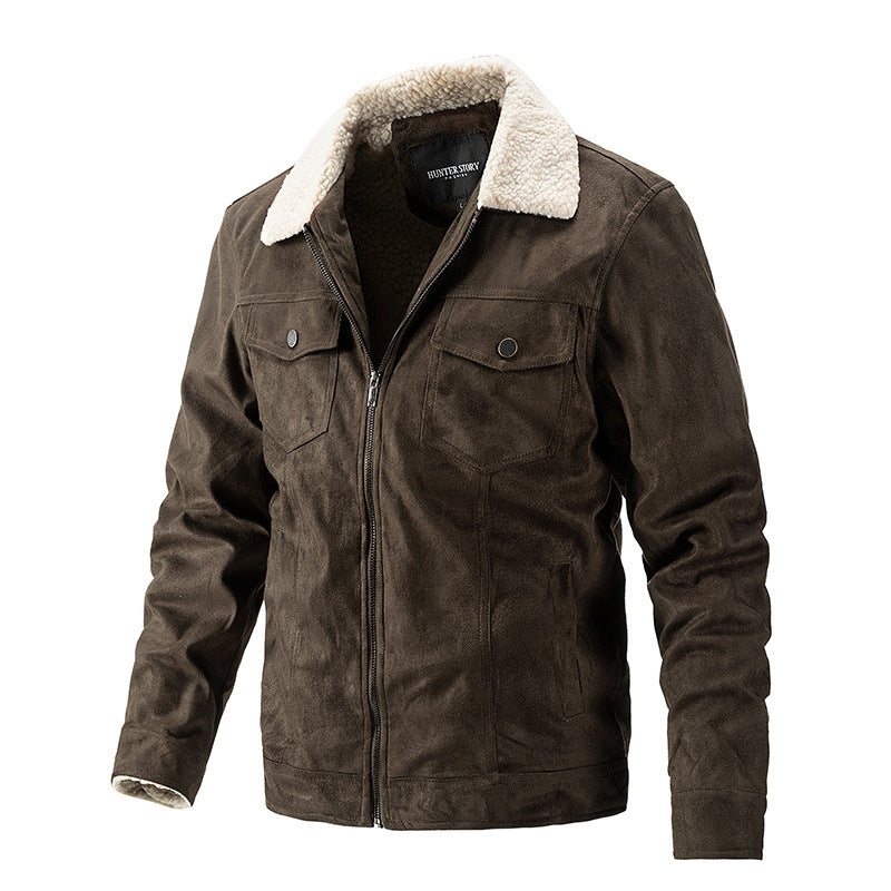 Herren Steppjacke im Biker-Stil mit warmem Teddykragen Aliams
