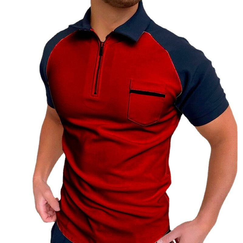 Herren Kurzarm Poloshirt mit funktionalem Reißverschluss und Brusttasche Aliams