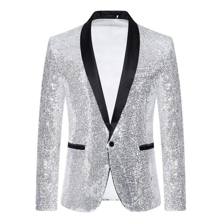 Herren glamouröser Pailletten-Blazer mit modernem Schnitt Aliams