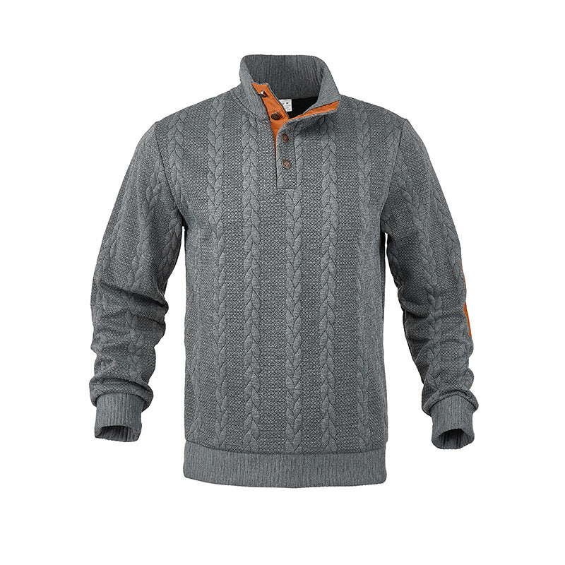 Herren Strickpullover mit strukturiertem Kabelmuster und kurzen Knopfdetails Aliams