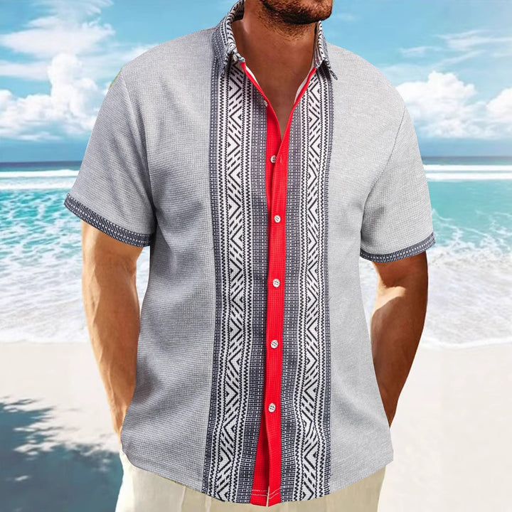 Herren Kurzarmhemd mit ethnischem Muster Aliams