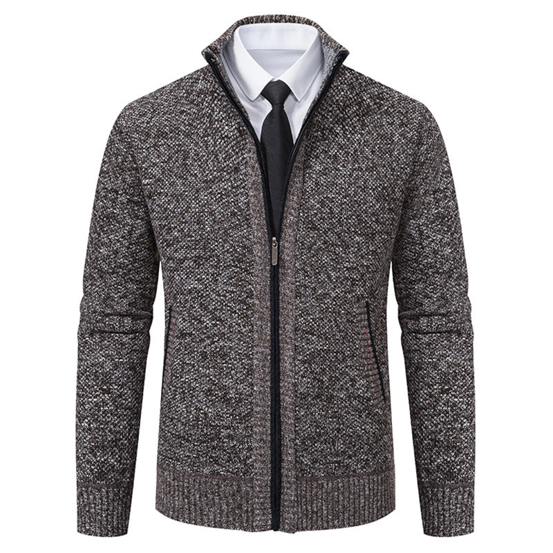 Herren elegante Strickjacke mit hohem Kragen und praktischem Reißverschluss Aliams