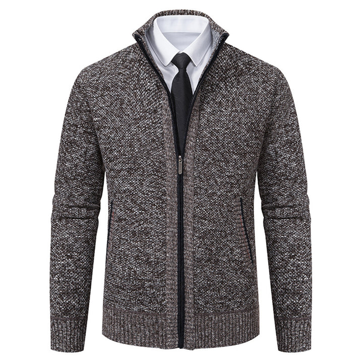 Herren elegante Strickjacke mit hohem Kragen und praktischem Reißverschluss Aliams