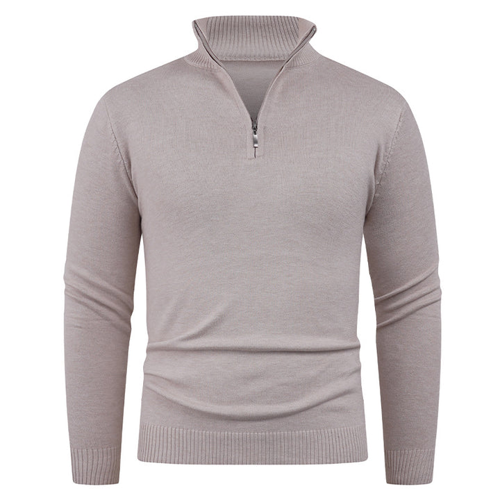 Herren Strickpullover mit hohem Kragen und praktischem Reißverschluss Aliams