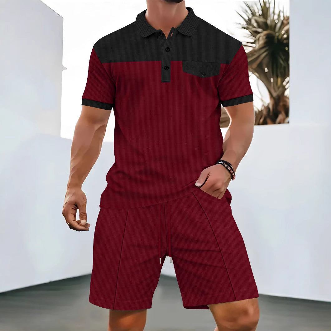 Herren Poloshirt und Shorts Set mit modischem Karomuster Aliams