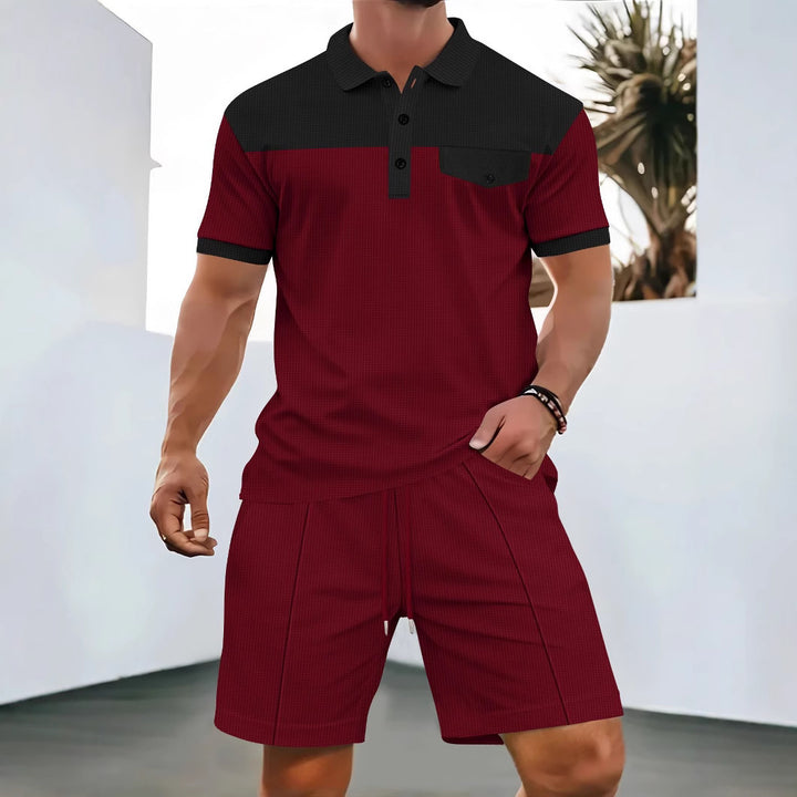 Herren Poloshirt und Shorts Set mit modischem Karomuster Aliams