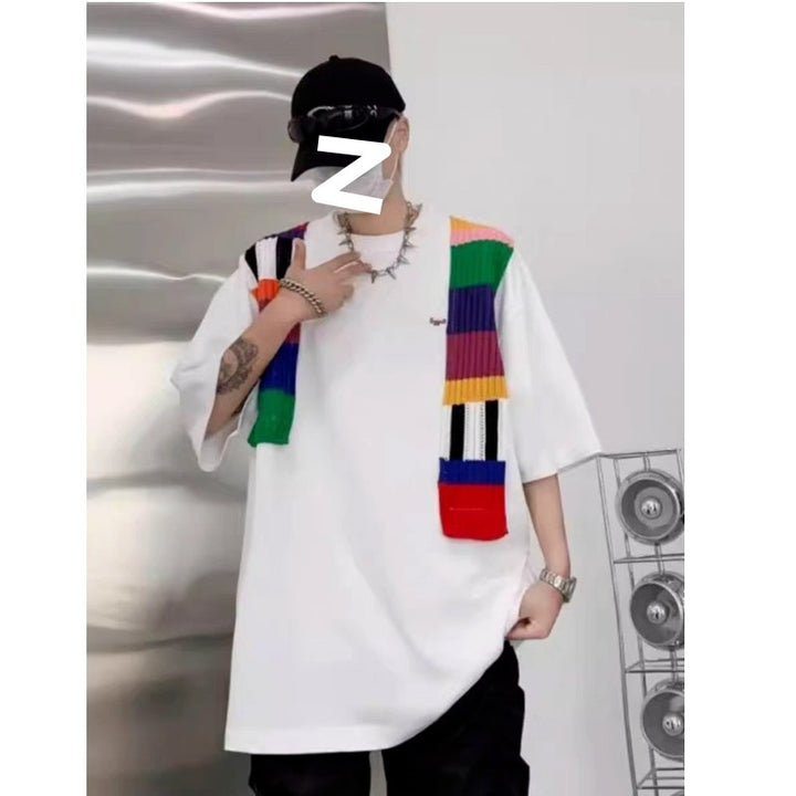 Unisex Oversized T-Shirt mit buntem Strickdetail Aliams