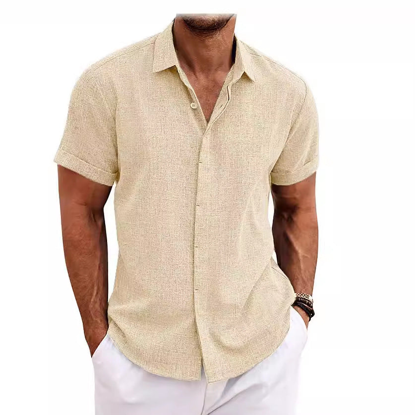 Herren Kurzarmhemd aus atmungsaktivem Leinenmix mit modernem Schnitt Aliams