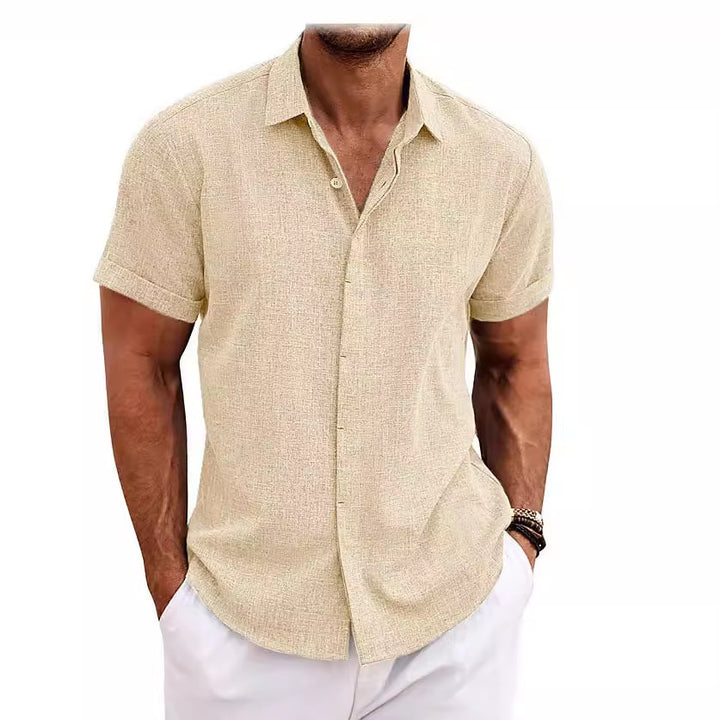 Herren Kurzarmhemd aus atmungsaktivem Leinenmix mit modernem Schnitt Aliams