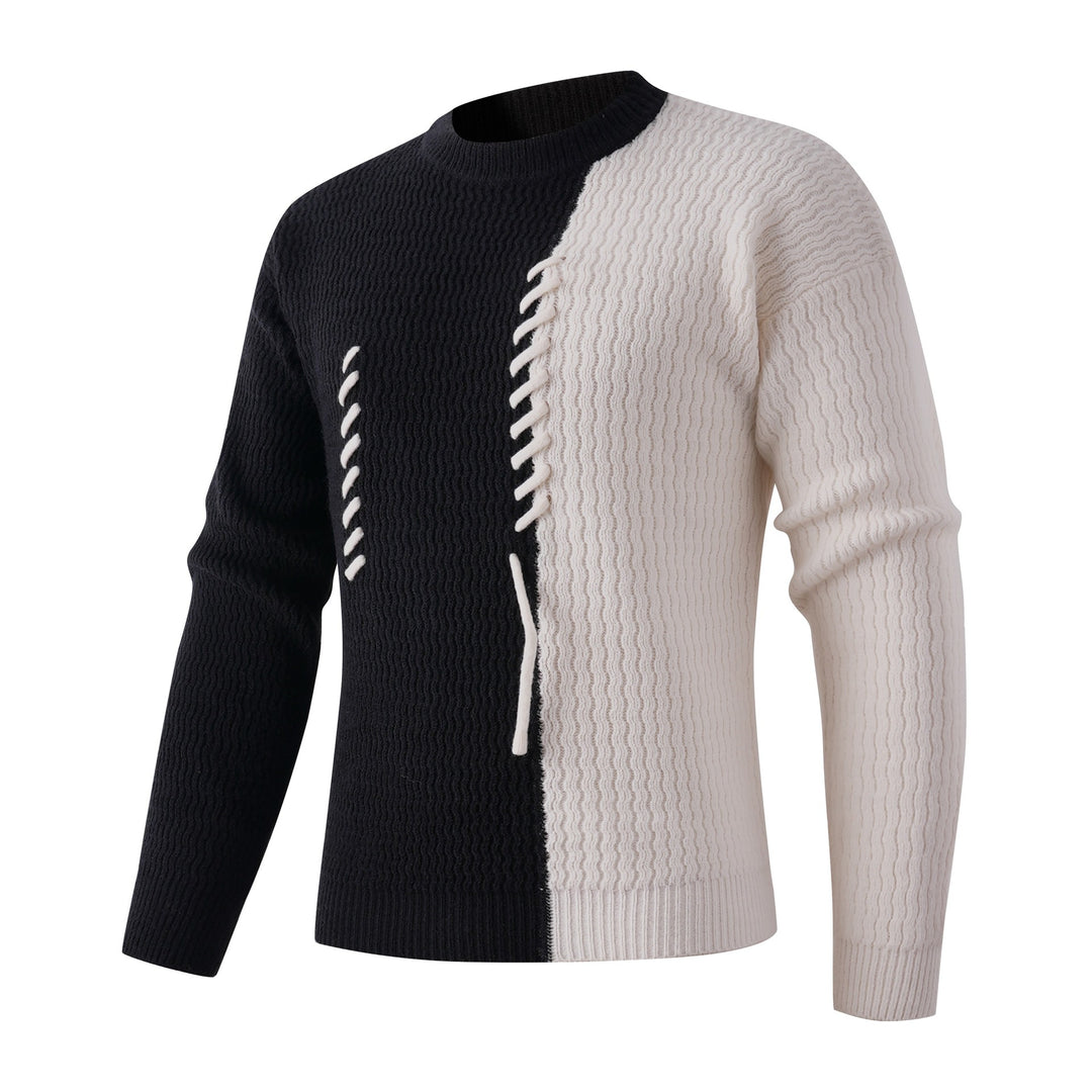 Herren Strickpullover mit modernem Zopfmuster und kontrastierenden Details Aliams