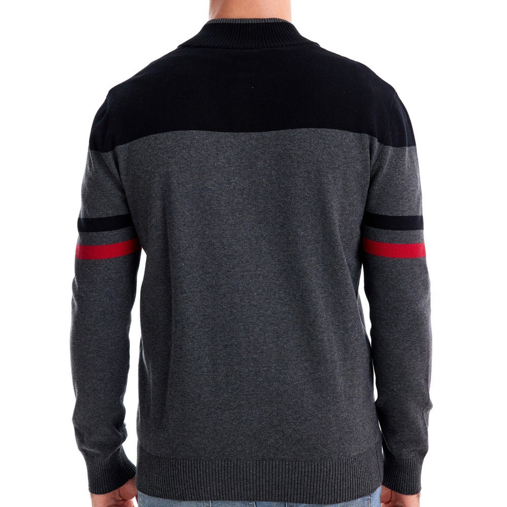 Herren sportliche Strickjacke mit hohem Kragen und Reißverschluss Aliams