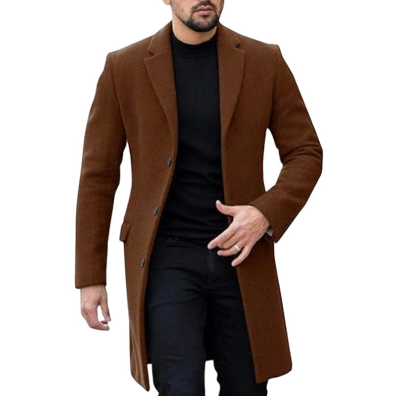 Herren eleganter Wollmantel mit modernem Schnitt und praktischen Taschen Aliams