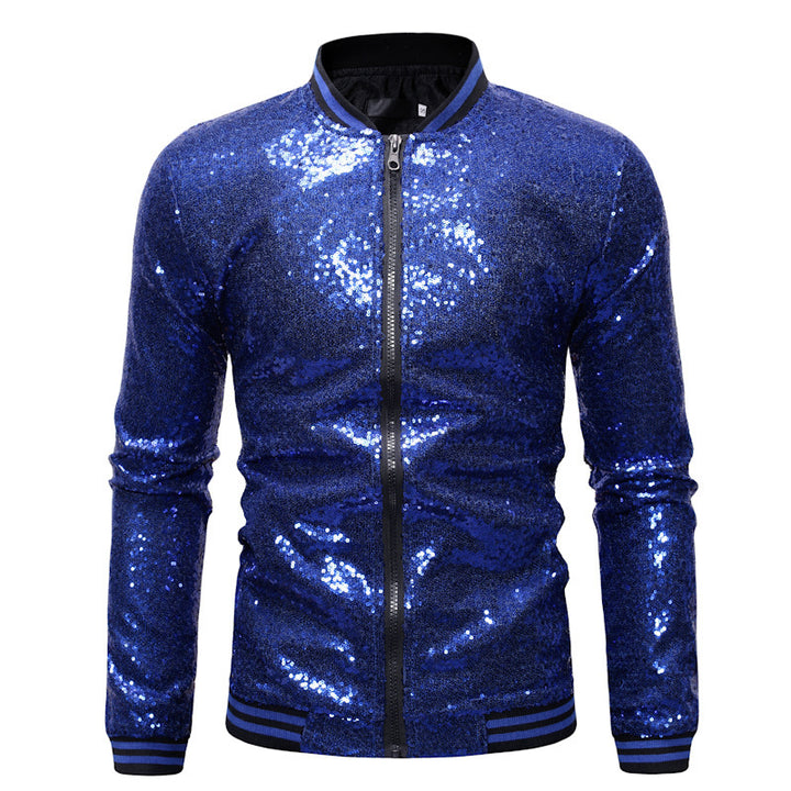 Herren Glitzernde Sportjacke mit Reißverschluss und elastischen Bündchen Aliams