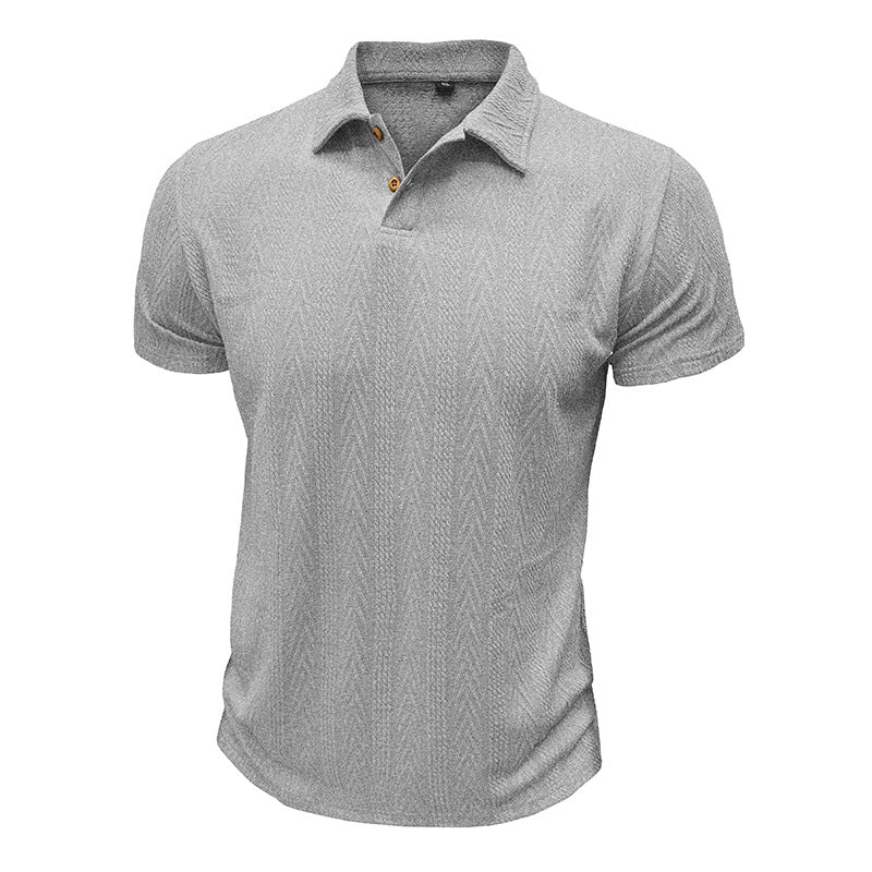 Herren Poloshirt mit strukturiertem Gewebemuster und knöpfbarem Kragen Aliams