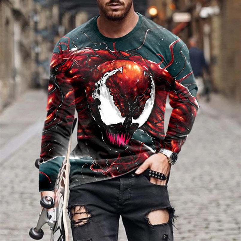 Herren Langarm T-Shirt mit künstlerischem Venom-Design Aliams
