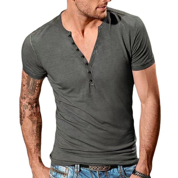 Herren Freizeit Kurzarm Henley T-Shirt Aliams 1752037952