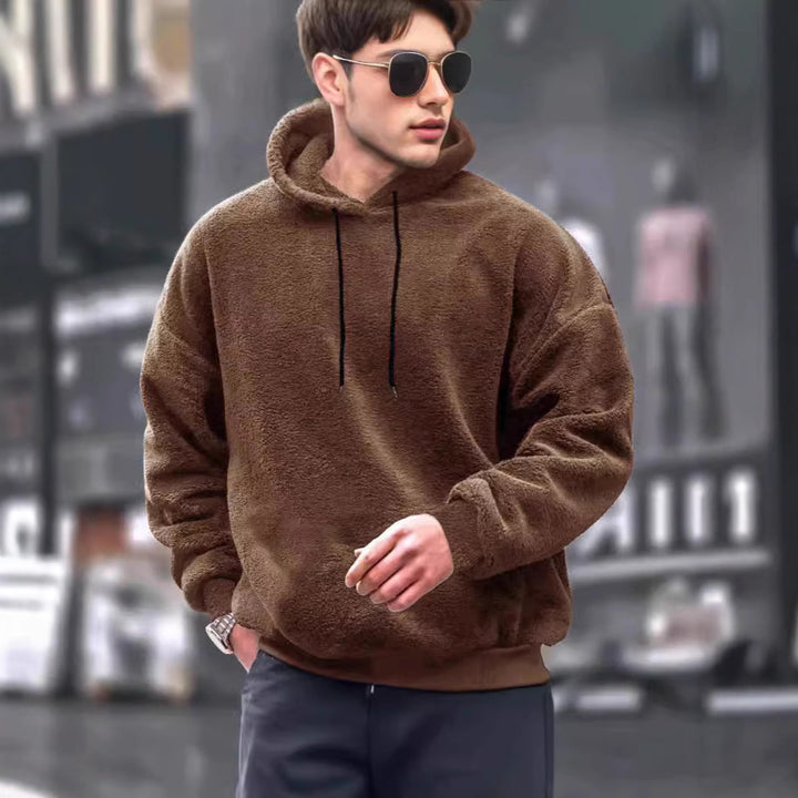 Herren Kapuzenpullover aus weichem Fleece mit Kängurutasche Aliams