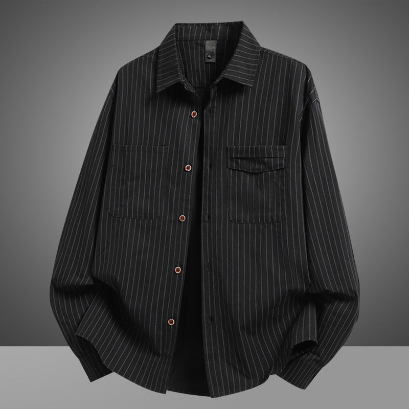 Herren Klassisches Streifenhemd mit praktischen Taschen Aliams