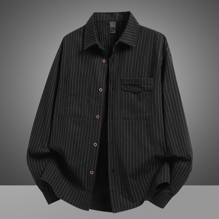 Herren Klassisches Streifenhemd mit praktischen Taschen Aliams