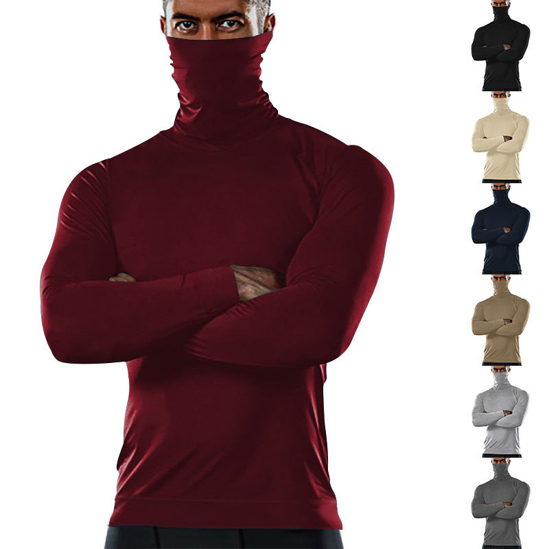 Herren Funktions-Langarmshirt mit Stehkragen und flexibel anpassbarem Mundschutz Aliams