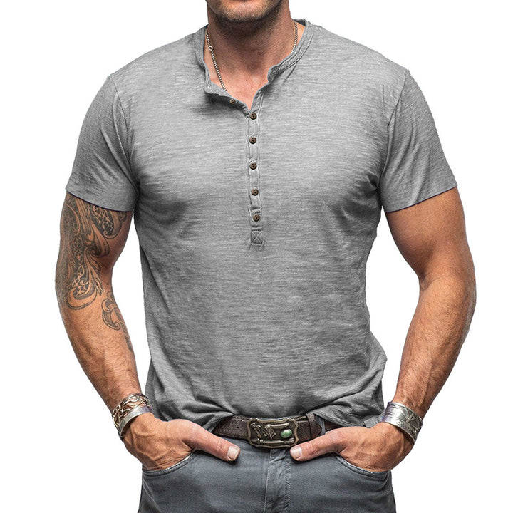 Herren Henley-T-Shirt mit modernem Schnitt und knöpfbarem Ausschnitt Aliams
