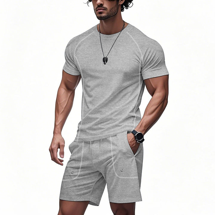Herren sportliches Kurzarm-T-Shirt und Shorts-Set aus atmungsaktivem Material Aliams