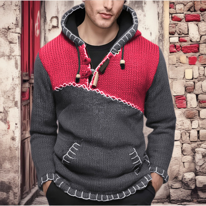 Herren Kapuzenpullover mit einzigartigem Zickzackmuster und hochwertiger Strickstruktur Aliams