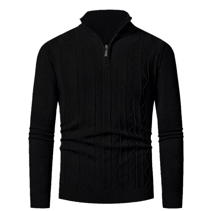 Herren Strickpullover mit stylischem Reißverschluss und Zopfmuster Aliams